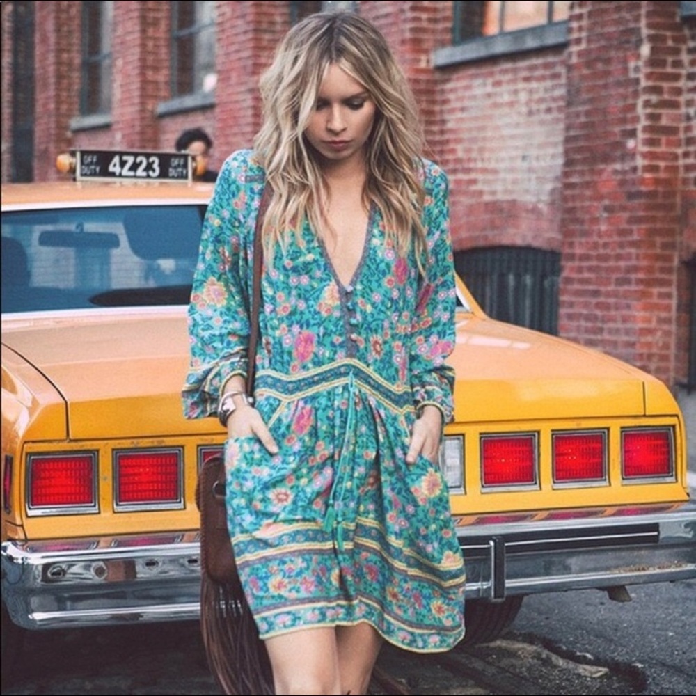 Spell gypsy turquoise folk town play dress